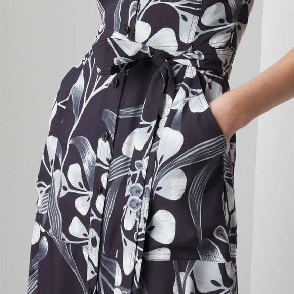 WHBM $170 WITH POCKETS Utility Belted Midi Shirtdress 10 - Picture 4 of 7